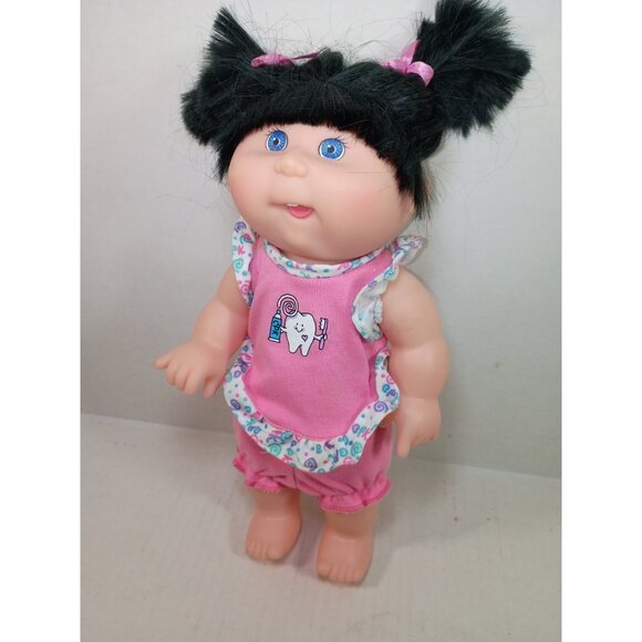 Vtg 1996 Cabbage Patch Kids Brushin' Teeth Baby Doll Vinyl Body 13" Black Hair - Picture 3 of 9